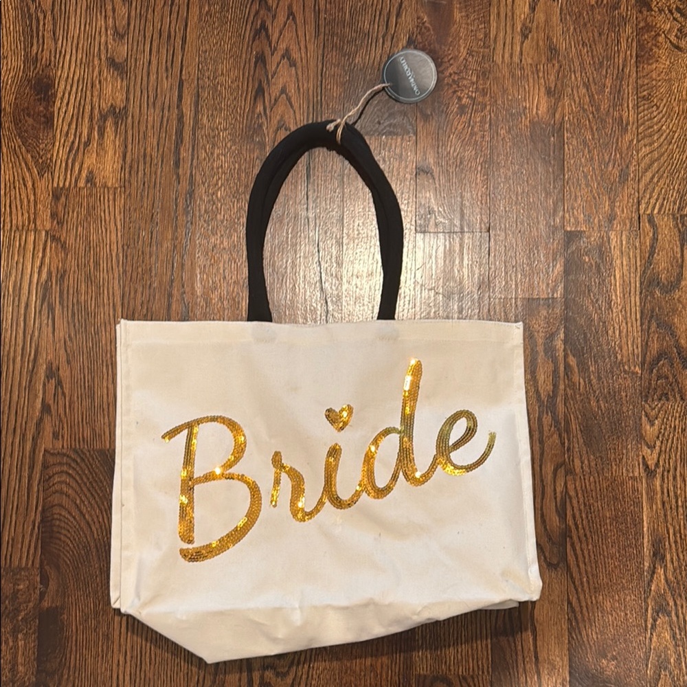 Elegant Bride Canvas Tote - Gold and Cream. NWT